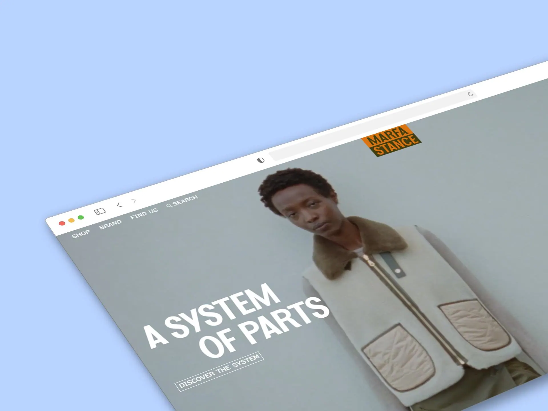 Marfastance homepage hero in a browser mockup
